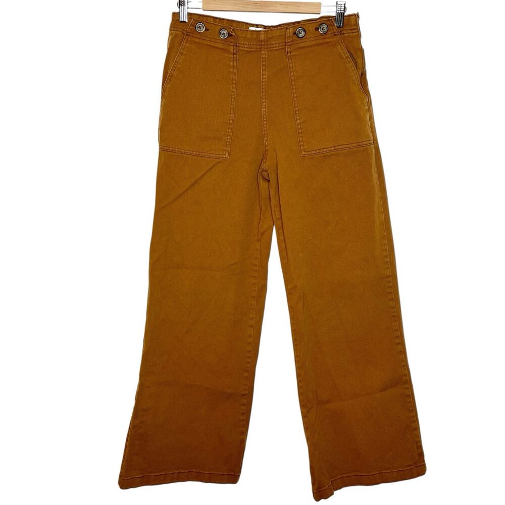 Kensie Wide Leg Utility Pants Brown Womens 8/29 High Rise Skater